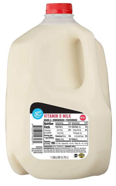 Amazon Brand - Happy Belly Whole Milk, Gallon, 128 Ounces