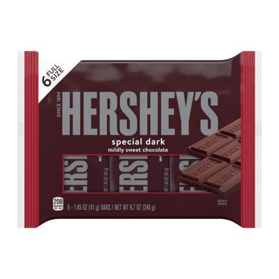 HERSHEY'S SPECIAL DARK Mildly Sweet Chocolate Full Size, Individually Wrapped, Candy Bars, 1.45 oz (6 Count)