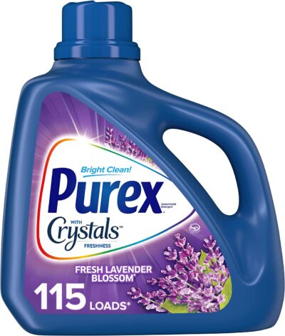 Purex Liquid Laundry Detergent with Crystals Fragrance, Fresh Lavender Blossom, 150 Fluid Ounces, 115 Loads